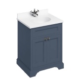 Burlington Minerva 650mm White Worktop & Blue Freestanding Vanity Unit with Doors